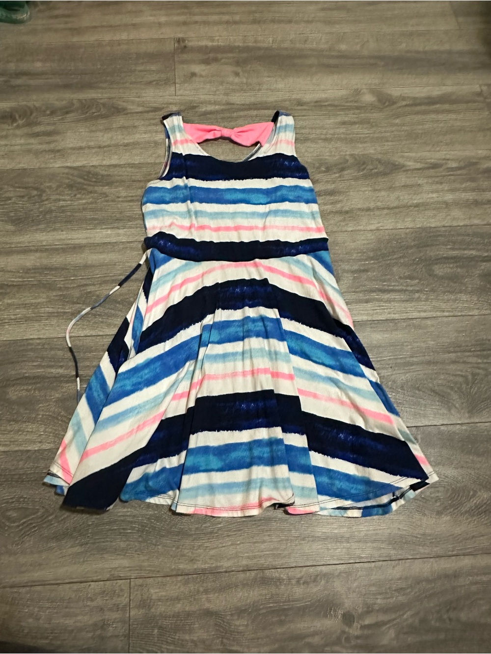 Justice Striped Knit Dress in Navy, Light Blue & Pink